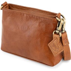 BERLINER BAGS Vintage Leather Shoulder Bag Marbella Crossbody Handbag for Women - Brown