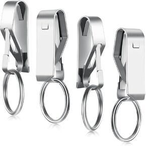 SHAMZBEST 4 Pieces Belt Key Clip Key Holder Belt Security Metal Key Clip for Belt Belt Clip Key Chain for Men Home Office Supplies (Black) (black)