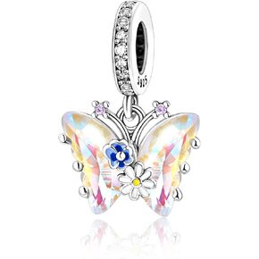 925 Sterling Silver Charm Set Birthday cake, Animals, Travel, Flowers, Rose gold Pendant Beads Fit Women Bracelets Necklace girls Gift 3-Piece/Package