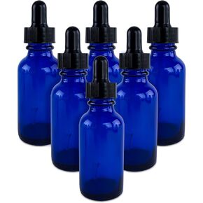 1oz Glass Bottles with Glass Eye Dropper Dispenser for Essential Oils, Kitchen Tools, Chemistry Lab Chemicals, Colognes & Perfumes (6 Pack) by Super Z Outlet (Amber)