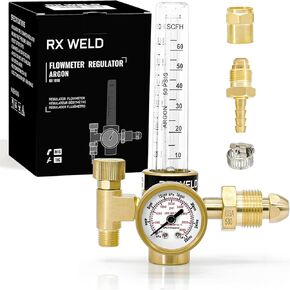 RX WELD Argon Regulator, Flow Meter Gas Regulator Gauge for Mig Tig Weld with Gas Hose Welding