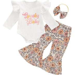 Twopumpkin My First St Pattys Day Day Baby Girl Outfit Ribbed Onesie Romper Newborn Bell Bottoms St Patricks Day Clothes