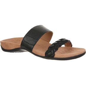 Vionic Women's Rest Jeanne Leather Woven Band Slide Sandal- Supportive Casual Adjustable Sandals That Include Three-Zone Comfort with Orthotic Insole Arch Support, Medium and Wide Fit, Sizes 5-11