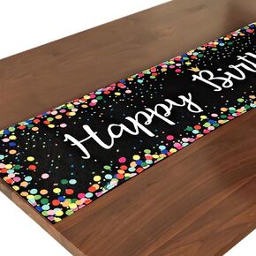 Letjolt Happy Birthday Table Runner 72 Inches White Table Runner Celebrate Birthday Party Table Decor, White