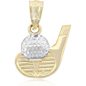 Charm America - 10k Solid Gold Golf Bags and Clubs Pendant Charm - Sports Fan Casual Everyday Wear, Golf Jewelry Tournament Trophy for League