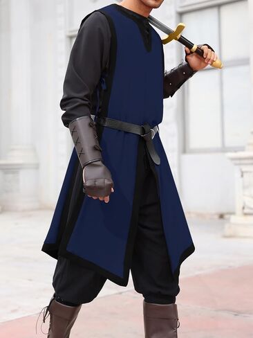 Gafeng Men's Medieval Costume Renaissance Templar Tunic Viking Knight Halloween Vintage Surcoat Warrior Robe in Kuwait