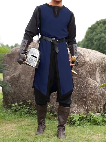 Gafeng Men's Medieval Costume Renaissance Templar Tunic Viking Knight Halloween Vintage Surcoat Warrior Robe in Kuwait