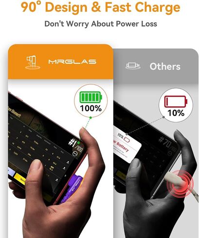 كيبل USB C، [عبوة من قطعتين، 6.6 قدم] [90 درجة، مطلي بالذهب] شاحن سريع 3.1 امبير، كيبل شحن USB C مضفر بالنايلون ام ار جلاس متوافق مع جالكسي S21S20 S10 S9 S8 بلس نوت 10 9 8 LG in Kuwait