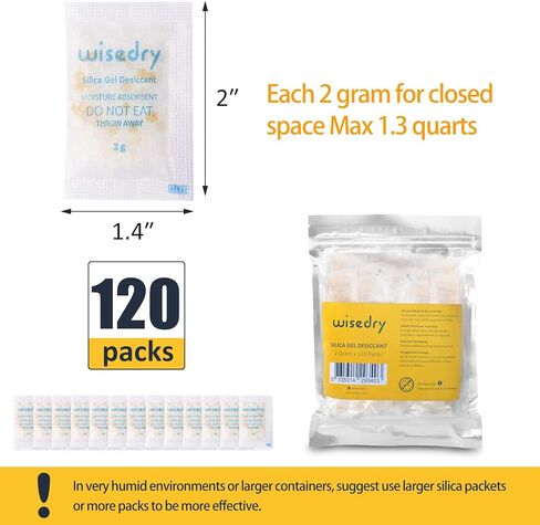 ويسدري عبوة من 120 عبوة بوزن 2 غرام من جل السيليكا المجفف مع خرز مؤشر ملون، عبوات ماصة للرطوبة لصناديق الطعام والاحذية والتوابل، مجموعة بذور التخزين من الدرجة الغذائية in Kuwait