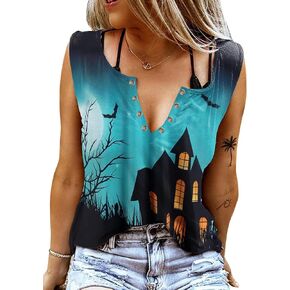 تانك الأعلى للنساء مثير الخامس الرقبة بلايز عادية عادية التعادل صبغ قمصان بلا أكمام مع ثقب حلقة موسيقى الريف نمط تي شيرت in Kuwait