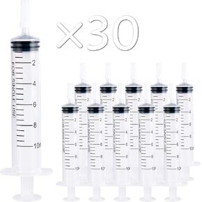 30 Pack 20mL Syringes, Plastic Syringes with Catheter Tip and Cap, Individually Sealed Feeding Syringe For Dogs, Measuring Syringe For Liquid, Scientific Labs, Refilling, Dispensing
