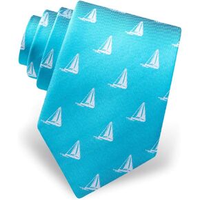 Men's 100% Silk Nautical Sailboat Sailing Pier Pressure Necktie Tie Neckwear
