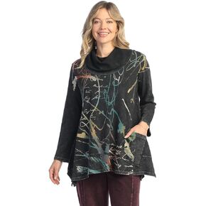Jess & Jane Abstract Print Mineral Washed Jersey Knit Tunic - M74