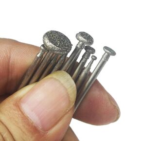 𝐋𝐮𝐨 𝐤𝐞 9 Pcs Diamond Grinding Burr, 3/32 Inch Shank Stone Carving Bits For Rotary Tool (Round - Flat Shape)