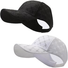 2 Pack Backless Cap for Women Natural Curly Hair Hat Baseball Cap Afro Puff Ponytail Hat