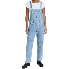 FP Movement Women's Ziggy Denim Overalls, Powder Blue, XL