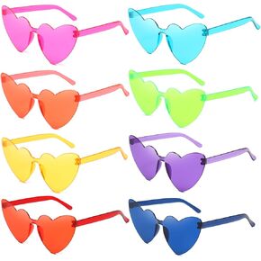 LIULIUBTY Heart Shaped Rimless Sunglasses,Jelly Fudge Series Bachelor Party Cool Sunglasses 8 Pack for Glasses Party Favors