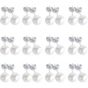 LEILE 10 pairs colors Assorted Mixed Imitation Round Pearl Earrings Studs Christmas gift for Women Girls (10 Colors -8MM)