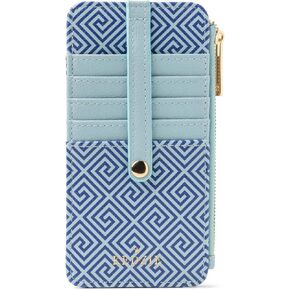 KEDZIE Essentials Only Women's Zippered Wallet in Vegan Leather Small Card Holder Wallet Exterior ID Window - Black