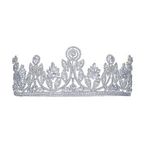 FASNAHOK CZ Silver Tiaras and Crowns for Women Queen Prom Party Headpiece Princess Wedding Bridal with Crystal Zirconia Large Birthday Hair Accessories