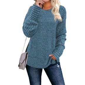 JomeDesign Sweaters for Women Long Sleeve Shirts Crew Neck Sweatshirt Lightweight Casual Tunic Tops