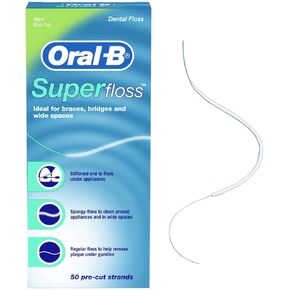 Oral-B Super Floss Mint Dental Floss Pre-Cut Strands 50 ea (Pack of 6)