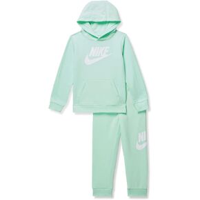 Nike Boy's Club HBR Pullover Joggers Set (Little Kids) Black/Light Gray 6 Little Kid