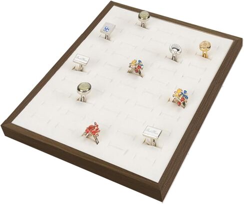 LOARNIEA Ring Display 50 Slots Ring Displays for Selling Wood Frame Velvet Ring Holder Ring Organizer Tray in Kuwait