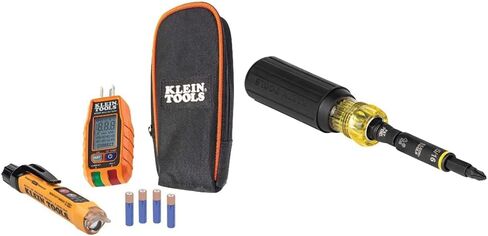 جهاز اختبار الجهد الكهربي غير اللاصق RT250KIT من كلاين تولز واختبار وعاء GFCI مع شاشة LCD ومصباح يدوي، مجموعة اختبار الجهد الكهربائي in Kuwait
