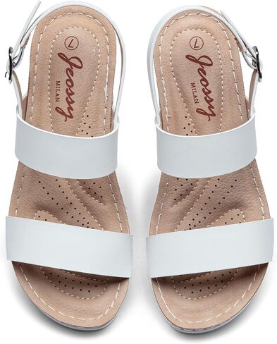 Jeossy Women's Platform Wedge Sandals, Open Toe Adjustable Ankle Strap | Comfortable dressy summer shoes,adjustable buckle and cushioned insole,cork-look style for casual outfits and vacations in Saudi Arabia
