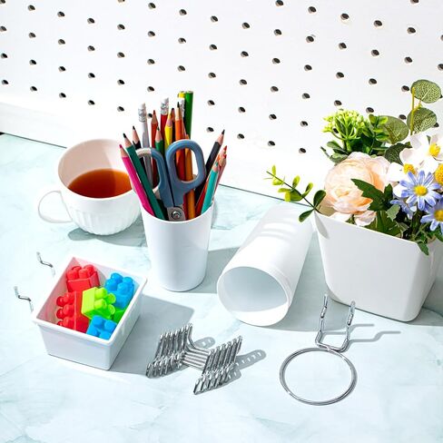 12 Pcs Pegboard Bins Pegboard Cups with Hooks Peg Board Organizer Accessories Pegboard Tool Organizer Pegboard Wall Organizer Pegboard Baskets Set for Garage Workshop Workbench Office Tools Storage in Kuwait