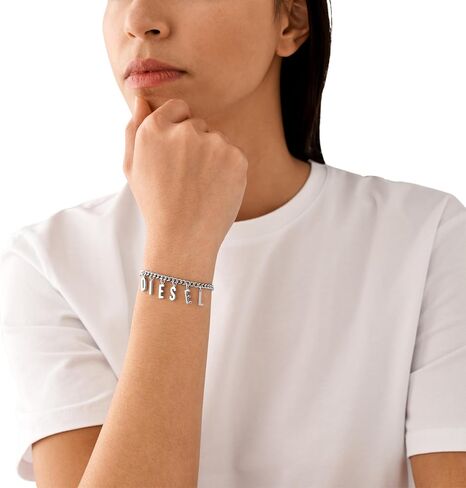 Diesel Men's Silver Stainless Steel Chain Bracelet (Model: DX1476040) in Saudi Arabia