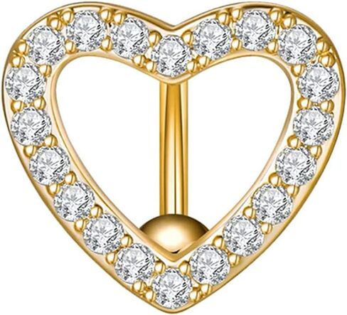 BSLVWG 14G Reverse Navel Piercing Surgical Steel Heart Piercing Belly Button Bananabells Clear CZ Navel Piercing Silver Surgical Steel Belly Button Bar Navel Ring10mm Bar Length Woman Jewelry in Saudi Arabia
