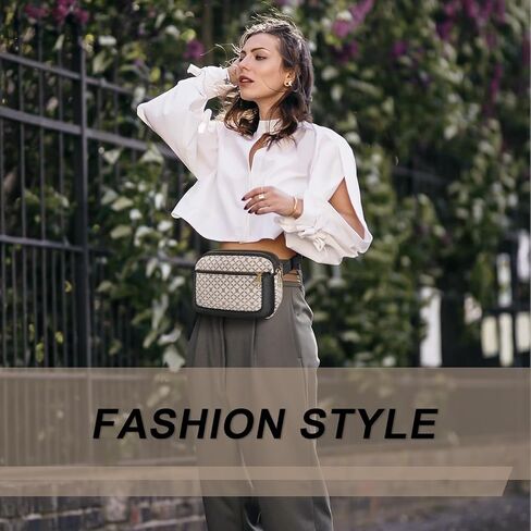 Geestock Fanny Packs for Women, Trendy Vegan Leather Belt Bag, Waterproof Everywhere Crossbody Waist Bag, with Adjustable Strap for Outdoors/Travel/Running/Sports, Printing & Black in Kuwait