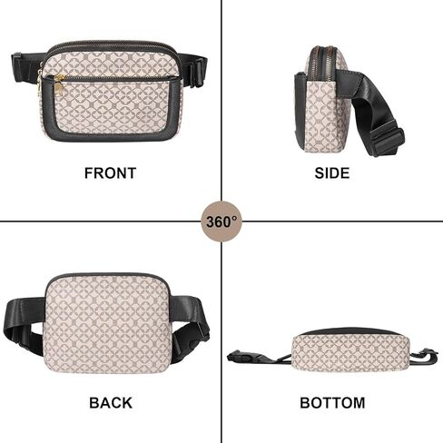Geestock Fanny Packs for Women, Trendy Vegan Leather Belt Bag, Waterproof Everywhere Crossbody Waist Bag, with Adjustable Strap for Outdoors/Travel/Running/Sports, Printing & Black in Kuwait