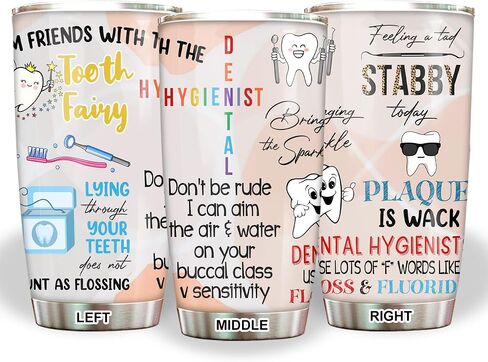 MEDROC Dental Hygienist Tumbler Stainless Steel 20oz, Funny Dental Hygienist Gift For Birthday Christmas, National Dental Hygienists Week Gifts For Women Men, Dental Hygienist Tumbler Wrap in Kuwait