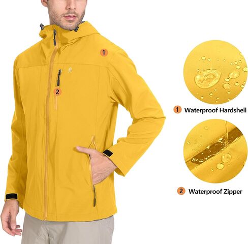 Little Donkey Andy Men's Rain Hiking Jackets Breathable Waterproof Windproof Shell Coats Fishing Travel Orange Medium in Saudi Arabia