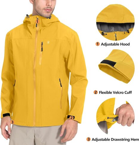 Little Donkey Andy Men's Rain Hiking Jackets Breathable Waterproof Windproof Shell Coats Fishing Travel Orange Medium in Saudi Arabia