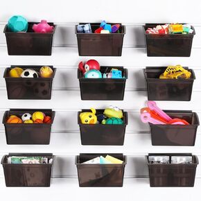 12 Pcs Storage Bin Clear Plastic Slatwall Bins for Slatwall Organizer Slatwall Containers Garage Accessories for Organizing Hardware Craft Storage Tool Organizer Garage Storage Craft Room Tool Shed