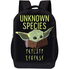 STAR WARS BLACK MANDALORIAN BACKPACK - STAR WARS 18 INCH AIR MESH PADDED BAG (Star Wars Mando The Child)