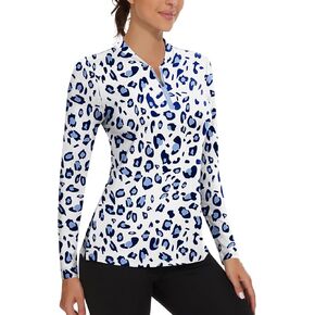 WOWENY Women's Puff Long Sleeve Athletic Golf Shirts Half Zip Pullover Collared Workout Sweatshirt Running Tennis Top