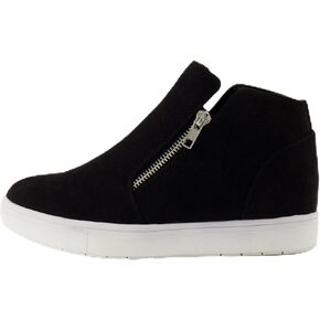 CUSHIONAIRE Women's Hart Hidden Wedge Sneaker +Wide Width Available, Black, 11 W