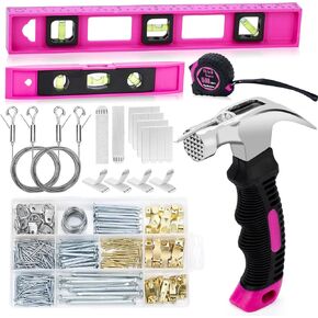 ThinkLearn 5pcs Torpedo Level, 9", 12", 16" Pink Magnetic Level Set with Carrying Bag, Tape Measure, 45°/90°/180° Bubbles Measuring Leveler Tool, Spirit Level for Women