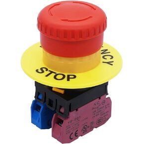 TWTADE / 22 مم 2 NC مفتاح زر إيقاف الطوارئ للفطر الأحمر 10 أمبير 600 فولت (ضمان 3 سنوات) YW1B-V4E02R in Kuwait