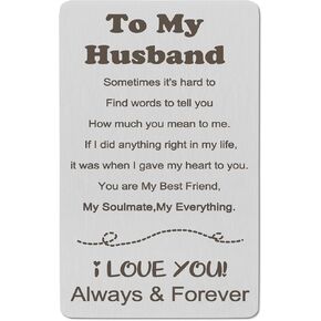 Gifts for Husband,Wallet Card for Husband,Anniversary Wife Gifts,Unique Romantic Gifts for Men Women,Husband Gifts From Wife,Christmas Gifts for Him,Boyfriend Gifts,Girlfriend Birthday,Gifts for Wife