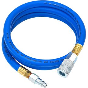 YOTOO Hybrid Air Hose 1/2-Inch I.D. by 50-Feet Long 3/8 inch MNPT Solid Brass Fittings 300 PSI Heavy Duty, Lightweight, Kink Resistant with 3/8" and 1/4" Industrial Quick Coupler Connectors, Blue