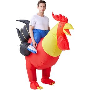 VURPOKSI Inflatable Ride on Rooster Costume Chicken Air Blow up Suit Costumes For Men Women Party Dress Halloween Christmas Cosplay Adult Size