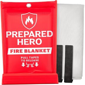 Prepared Hero Extra Large Emergency Fire Blanket - 1 Pack - Extra Large Fire Suppression Blanket for Kitchen, 47" x 71" XL Fire Blanket for Home, Fiberglass Fire Blanket, XL