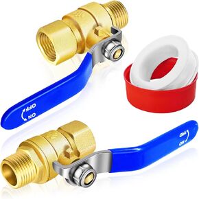 Full Port Ball Valves Kit, 3/4'' NPT Full Bore Ball Valves Set, 2pcs Full flow Ball Valves, Forged Brass Ball Valves with 3/4'' NPT Female to 3/4'' NPT Male Thread, for Water Oil and Gas Pipeline