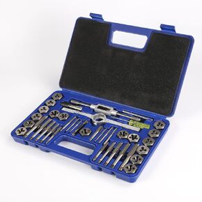 Wakuka Tap and Die Set 40Piece（METRIC） |M3, M4, M5, M6, M7, M8, M10, M12 Tap Set and Die Set | Thread Repair Kits for Threading and Rethreading Internal and External Threads（Hexagonal Mater）